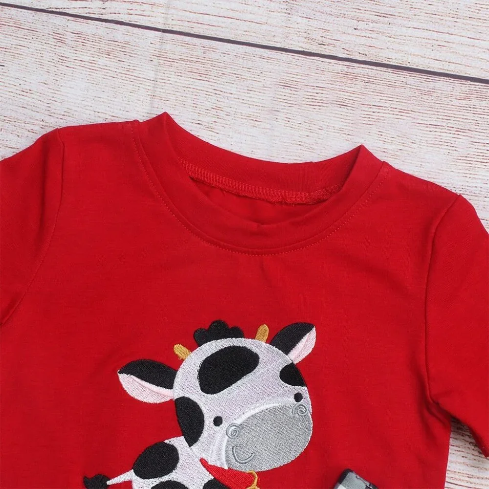 Boutique Boys Farm Cow Short Sleeve Outfit Set
